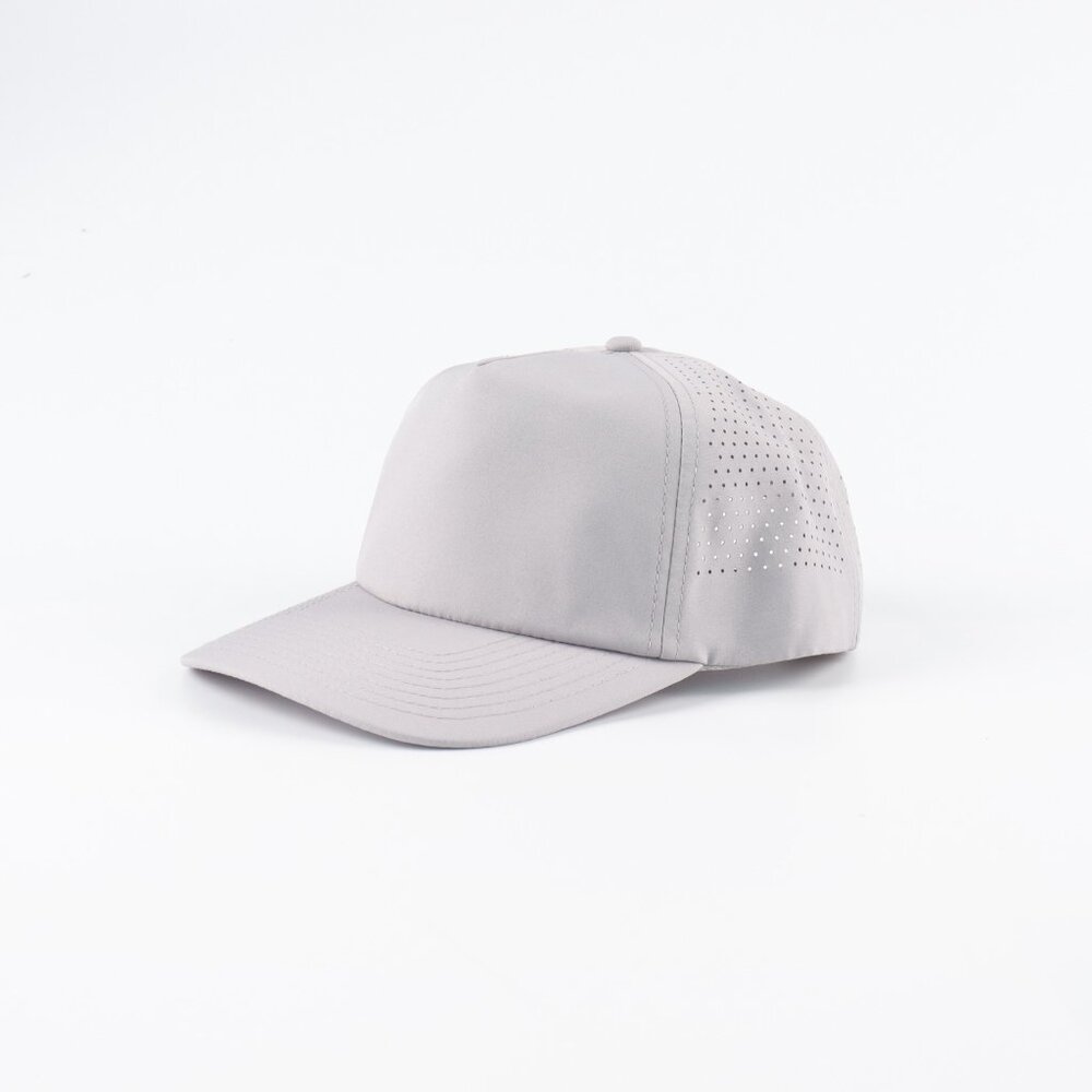 Blank 5 Panel Performance Soft Structured Hats- 12 pack in Color Light Gray